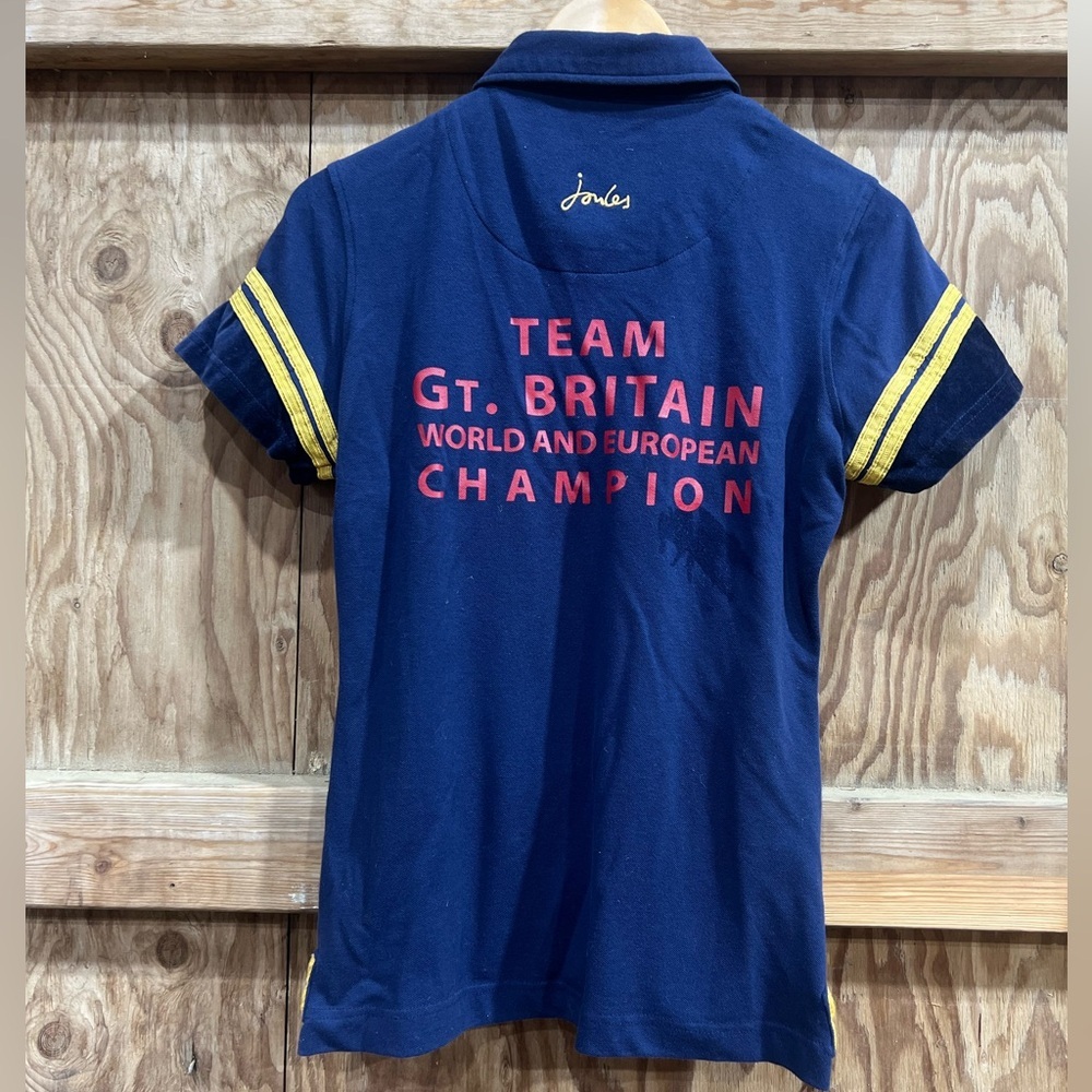 Joules x Mary King Polo Shirt Velvet Accents Team Great Britain Equestrian Sz 10 - Picture 2 of 14